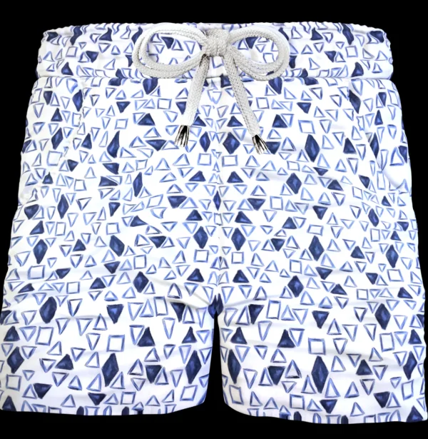 Pantaloncino in cotone Shorts Bermuda fantasia Geometrica 100% Cotone 2 tasche laterali Made in Italy
