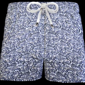 Pantaloncino in cotone Shorts Bermuda Fantasia flower blue 100% Cotone 2 tasche laterali Made in Italy