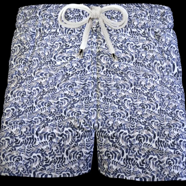 Pantaloncino in cotone Shorts Bermuda Fantasia flower blue 100% Cotone 2 tasche laterali Made in Italy