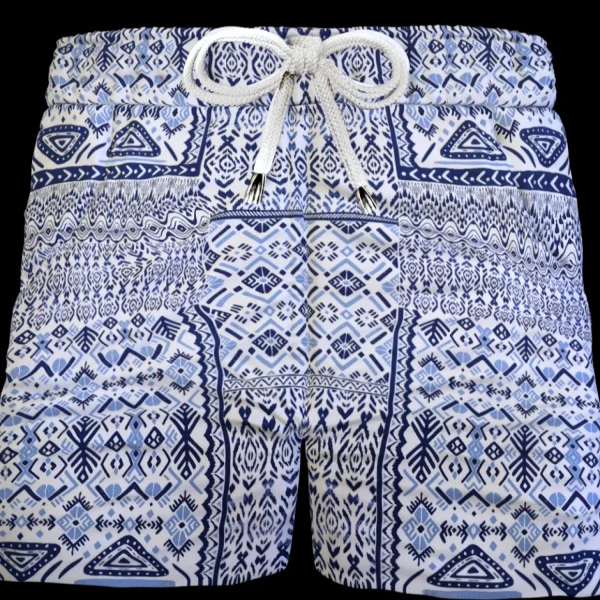 Pantaloncino in cotone Shorts Bermuda fantasia Geometrica 100% Cotone 2 tasche laterali Made in Italy