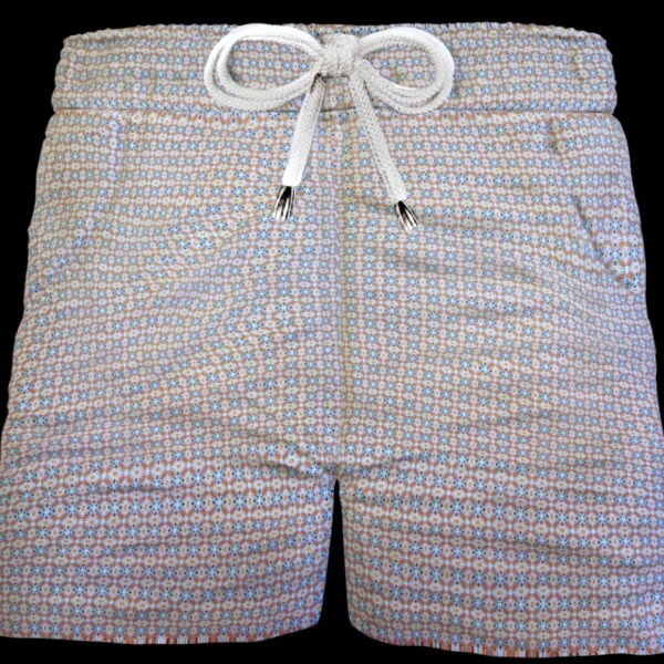 Pantaloncino in cotone Shorts Bermuda Micro Fantasia Arancio 100% Cotone 2 tasche laterali Made in Italy