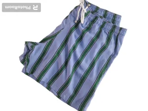 Pantaloncino in cotone Shorts Bermuda Fasciato Azzurro Rigato Verde 100% Cotone 2 tasche laterali Made in Italy