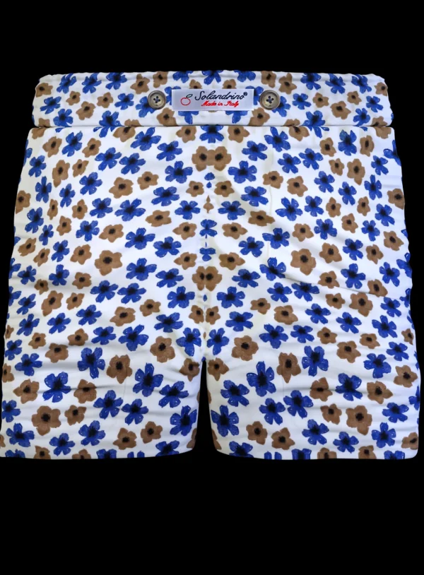 Pantaloncino in cotone Shorts Bermuda fantasia flower 100% Cotone 2 tasche laterali Made in Italy
