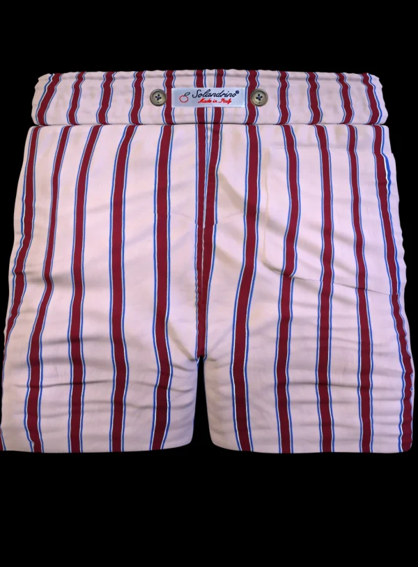 Pantaloncino in cotone Shorts Bermuda fantasia Rigato Rosa Fasciato Rosso 100% Cotone 2 tasche laterali Made in Italy