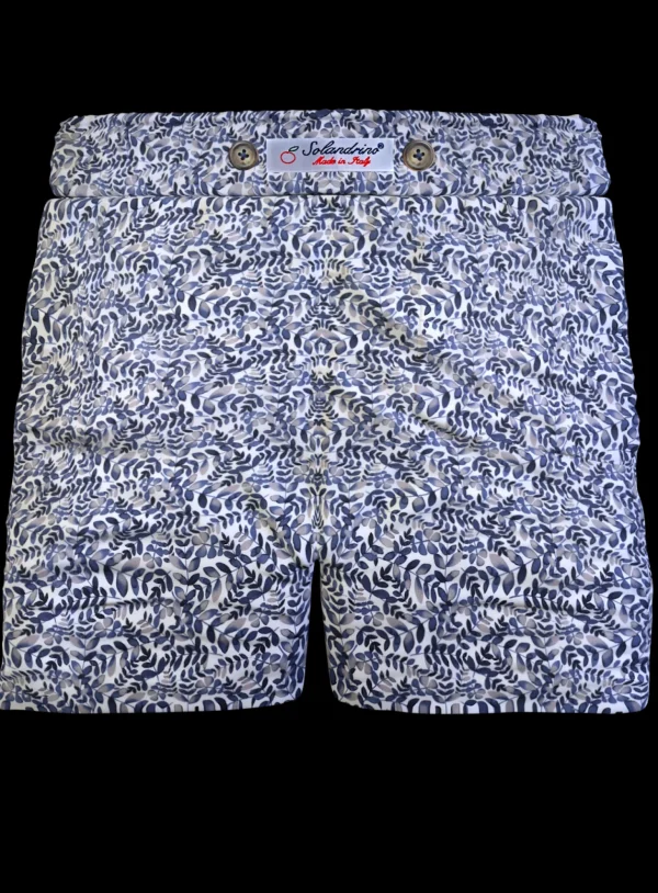 Pantaloncino in cotone Shorts Bermuda Fantasia flower blue 100% Cotone 2 tasche laterali Made in Italy