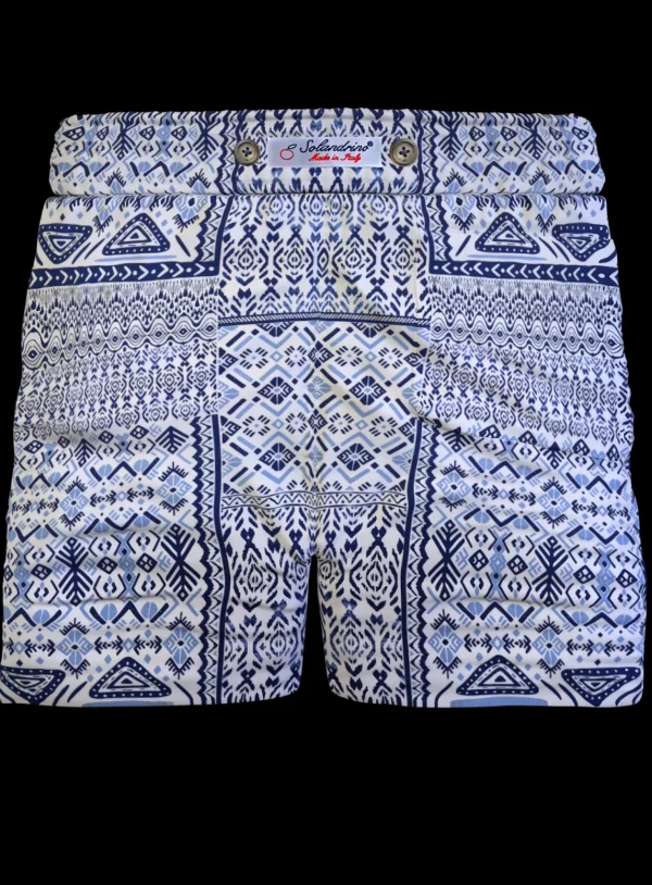 Pantaloncino in cotone Shorts Bermuda fantasia Geometrica 100% Cotone 2 tasche laterali Made in Italy