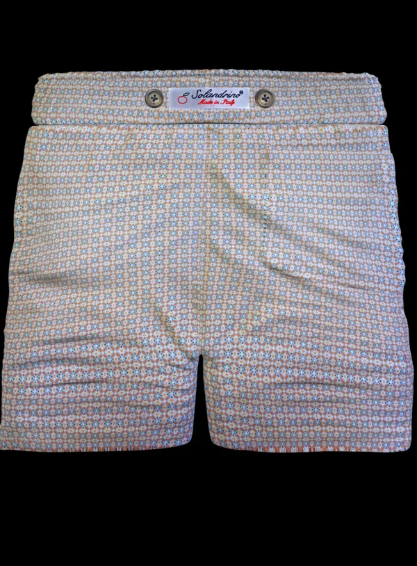 Pantaloncino in cotone Shorts Bermuda Micro Fantasia Arancio 100% Cotone 2 tasche laterali Made in Italy
