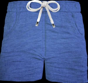 Pantaloncino Shorts Bermuda Azzurro Denim cotone Lino 2 tasche laterali Made in Italy