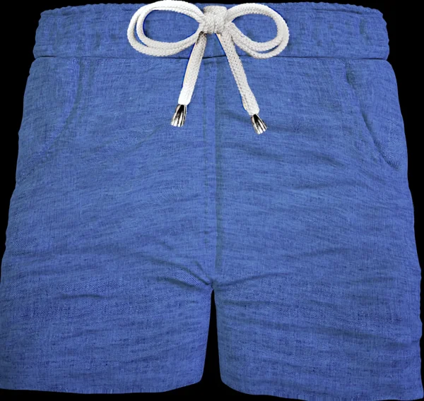 Pantaloncino Shorts Bermuda Azzurro Denim cotone Lino 2 tasche laterali Made in Italy
