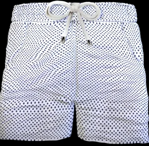 Pantaloncino  Shorts Bermuda Micro Fantasia blu bianco 100% Cotone 2 tasche laterali Made in Italy