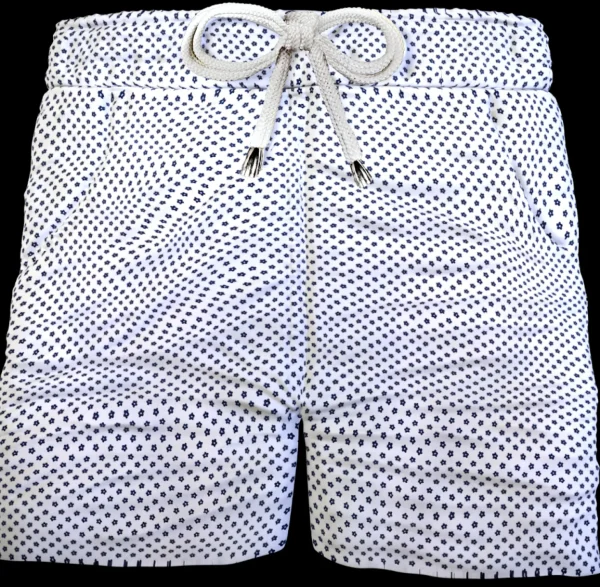Pantaloncino  Shorts Bermuda Micro Fantasia blu bianco 100% Cotone 2 tasche laterali Made in Italy