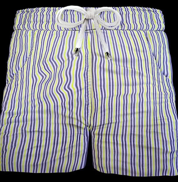 Pantaloncino  Shorts Bermuda fantasia rigato giallo  100% Cotone 2 tasche laterali Made in Italy