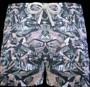 Pantaloncino  Shorts Bermuda Fantasia Camouflage verdone grigio marrone 100% Cotone 2 tasche laterali Made in Italy