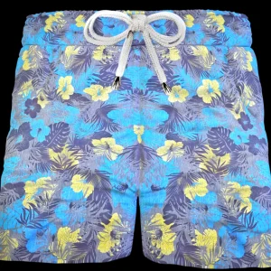Pantaloncino Shorts Bermuda fantasia Hawaii Blue Verde 100% Cotone 2 tasche laterali Made in Italy