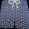 Pantaloncino Shorts Bermuda Fantasia Flower Seersucker Blu  100% cotone 2 tasche laterali Made in Italy