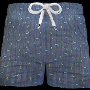 Pantaloncino Shorts Bermuda fantasia piuma 100% Cotone 2 tasche laterali Made in Italy