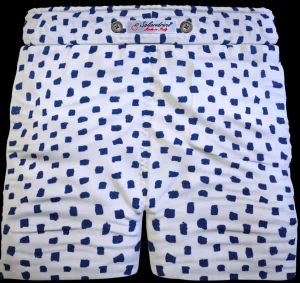 Pantaloncino Shorts Bermuda Micro Fantasia Blu Cotone Lino 2 tasche laterali Made in Italy