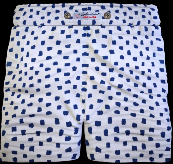 Pantaloncino Shorts Bermuda Micro Fantasia Blu Cotone Lino 2 tasche laterali Made in Italy