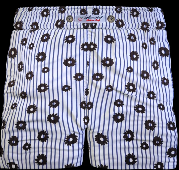 Pantaloncino Shorts Bermuda Micro Fantasia Rigata 100% Cotone 2 tasche laterali Made in Italy