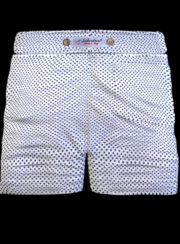 Pantaloncino  Shorts Bermuda Micro Fantasia blu bianco 100% Cotone 2 tasche laterali Made in Italy