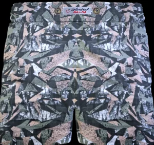 Pantaloncino  Shorts Bermuda Fantasia Camouflage verdone grigio marrone 100% Cotone 2 tasche laterali Made in Italy