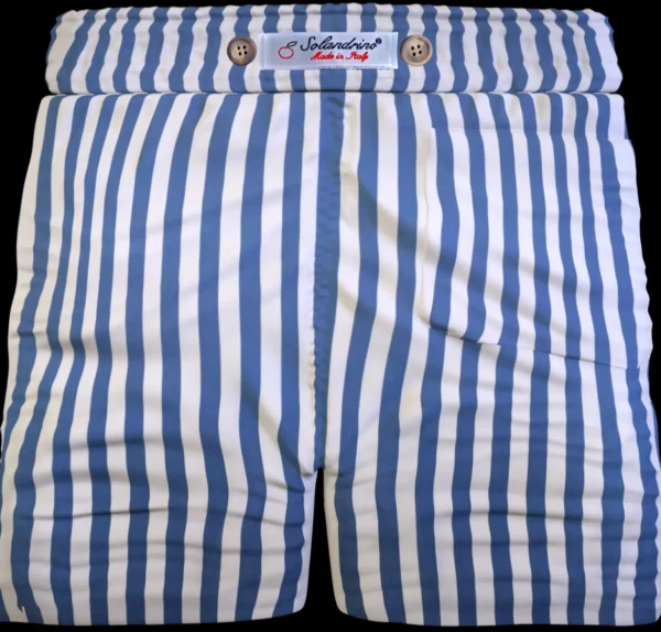 Pantaloncino  Shorts Bermuda Fasciato a righe blu 100% Cotone 2 tasche laterali Made in Italy