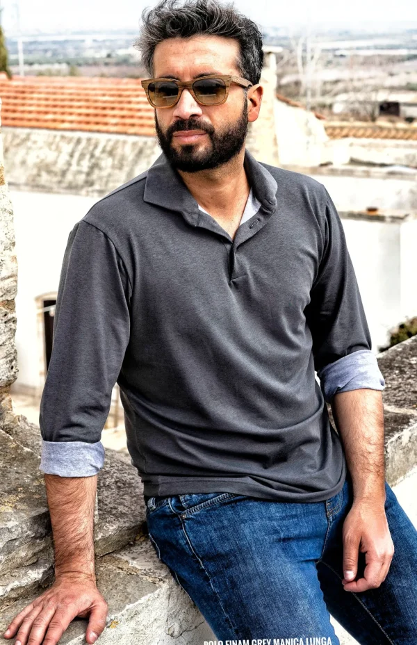 Polo 100% cotone jersey made in Italy manica lunga Colletto CASUAL