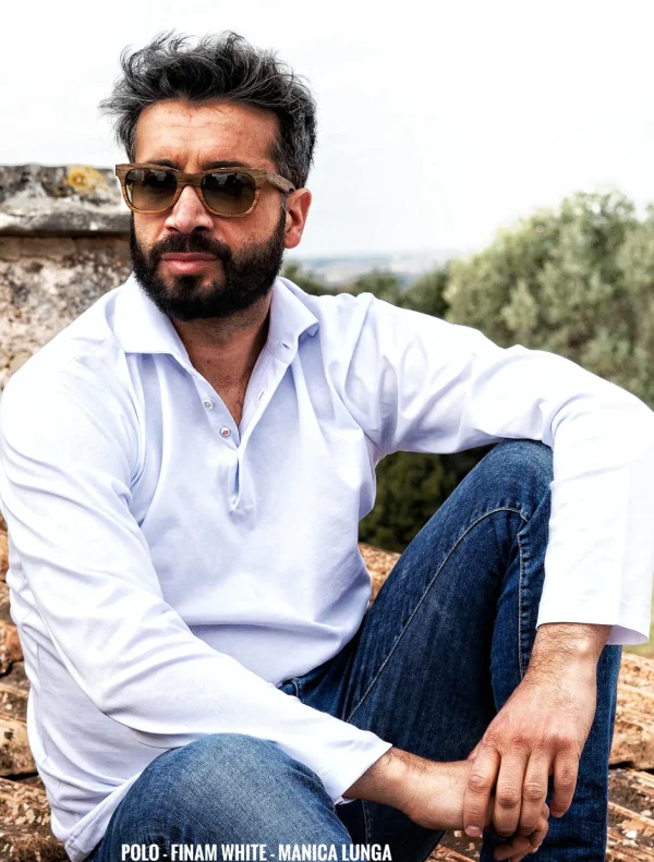 Polo 100% cotone jersey made in Italy manica lunga