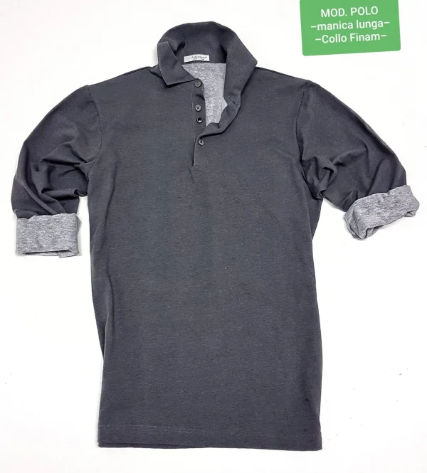 Polo 100% cotone jersey made in Italy manica lunga Colletto CASUAL
