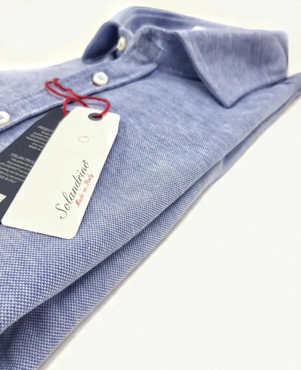 Polo Camicia azzurra piquet Jersey in maglia morbida alta qualità puro cotone  made in italy knit Jersey piquet