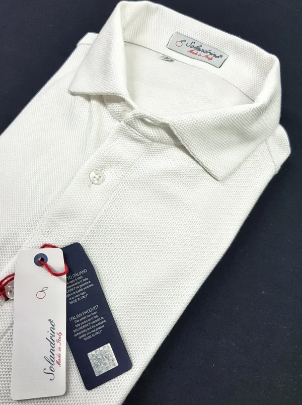 Polo Camicia bianca piquet Jersey in maglia morbida alta qualità puro cotone  made in italy knit Jersey piquet