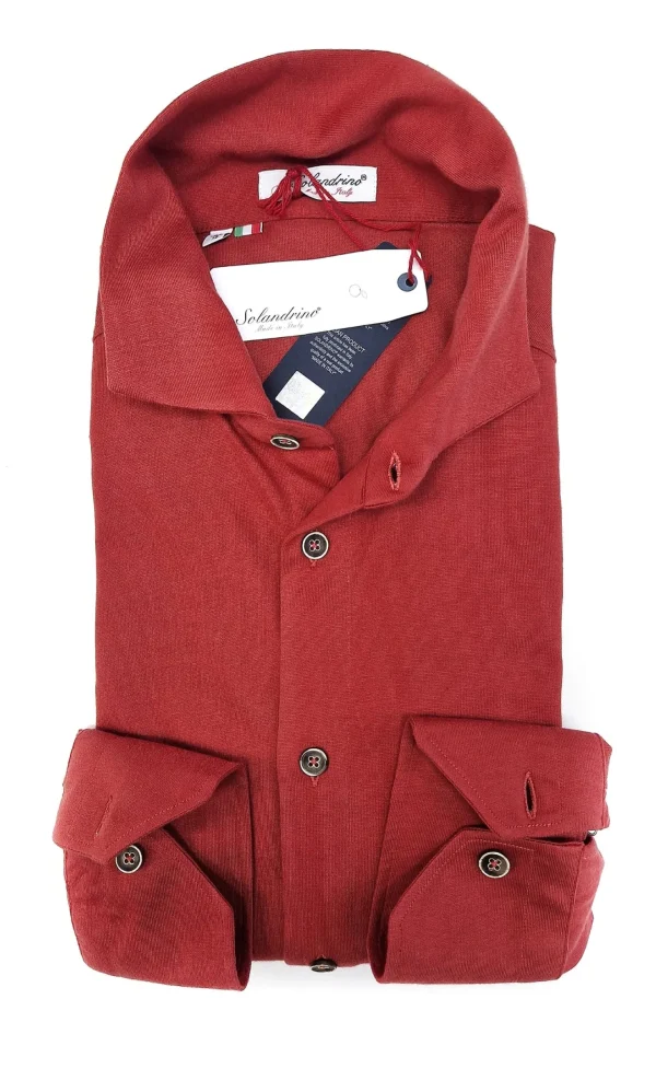 Polo Camicia Ruggine tegola Jersey in maglia morbida manica lunga alta qualità puro cotone  made in italy knit Jersey piquet