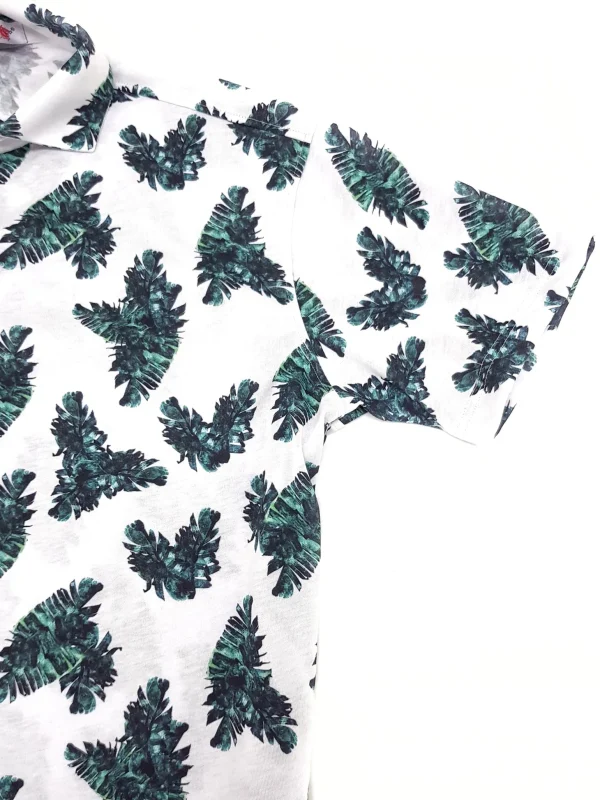 Polo fantasia palms 100% cotone jersey manica corta Design Palms made in Italy
