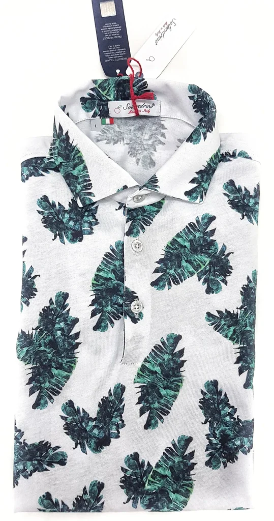 Polo fantasia palms 100% cotone jersey manica corta Design Palms made in Italy