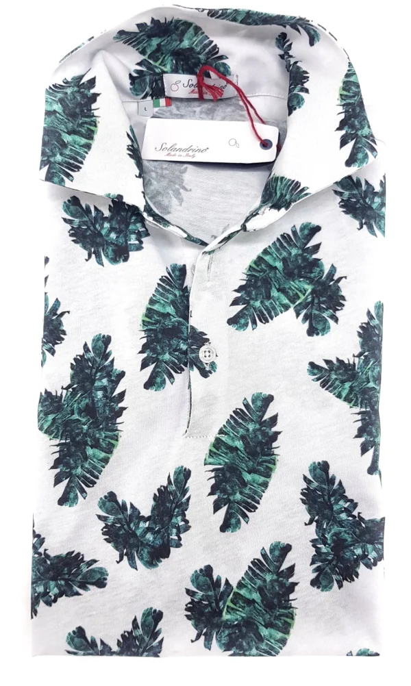 Polo fantasia palms 100% cotone jersey manica corta Design Palms made in Italy