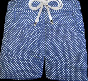 Shorts Bermuda Pantaloncino puro cotone fantasia Pois blu Shorts 2 tasche laterali Made in Italy