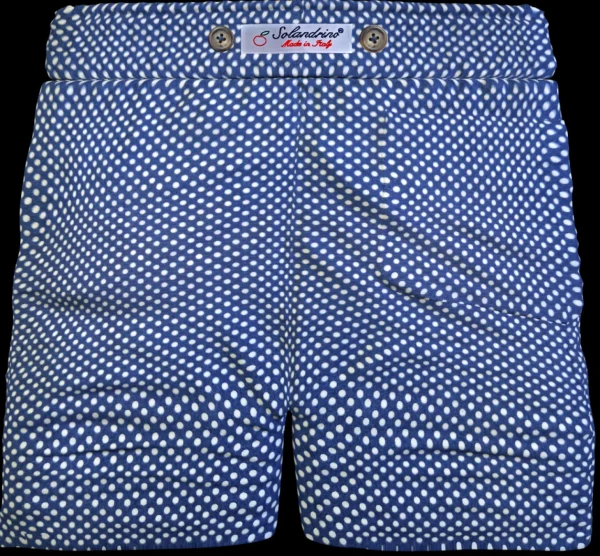 Shorts Bermuda Pantaloncino puro cotone fantasia Pois blu Shorts 2 tasche laterali Made in Italy