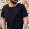 T-shirt basica made in italy 100% cotone jersey pettinato - modello scollo ampio -
