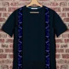 T-shirt blu made in italy 100% cotone jersey pettinato - MODELLO BRETELLA STRAP CAMOUFLAGE BLU -