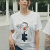 T-shirt Donna made in Italy fantasia Ad Litteram  100% cotone jersey pettinato -DESIGN Ad Litteram -