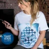 T-shirt Donna made in Italy Fantasia Cube 100% fresco cotone jersey pettinato design cube