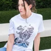 T-shirt donna made in Italy fantasia OCTOPUS  100% cotone jersey pettinato -DESIGN OCTOPUS-