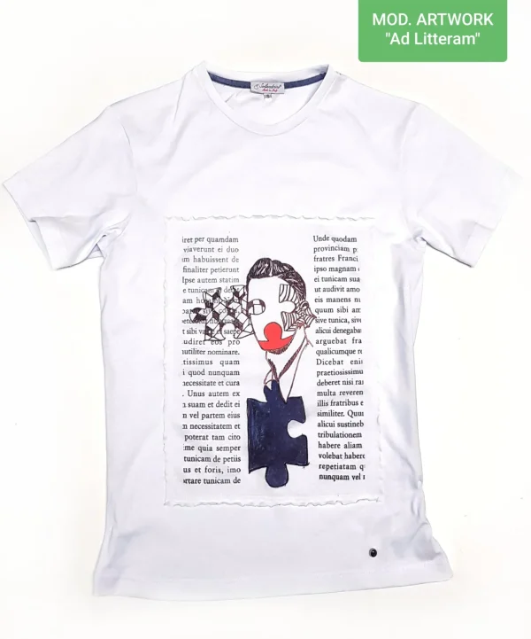 T-shirt Donna made in Italy fantasia Ad Litteram  100% cotone jersey pettinato -DESIGN Ad Litteram -