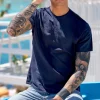 t-shirt in lino Blu navy made in Italy tshirt 50%lino 50%cotone