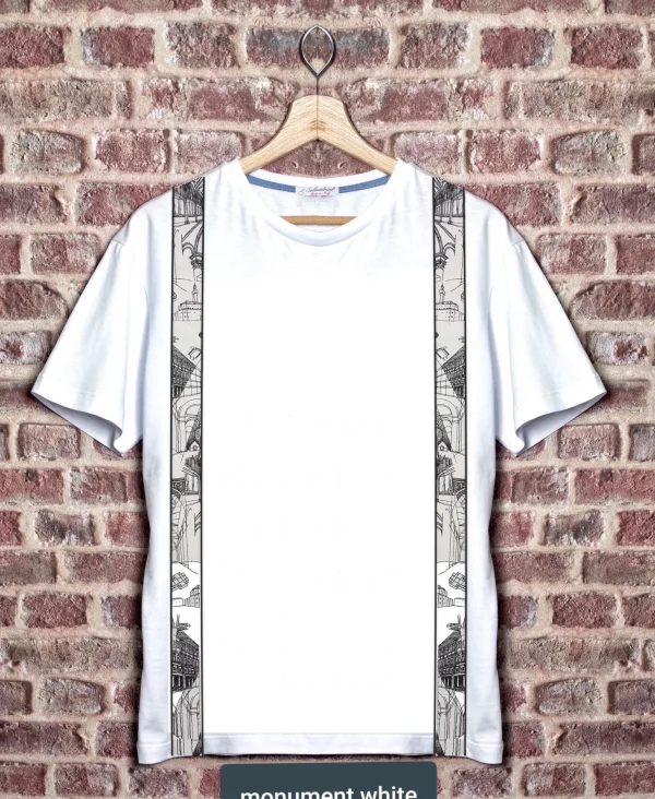 T-shirt made in italy 100% cotone jersey pettinato -MODELLO BRETELLA STRAP MONUMENTS -