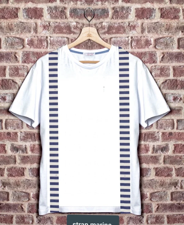 T-shirt made in italy 100% cotone jersey pettinato "MODELLO BRETELLA STRAP MARINE"