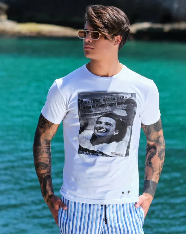 Tshirt made in italy 100% cotone jersey pettinato  -MODELLO RES-PUBBLICA -