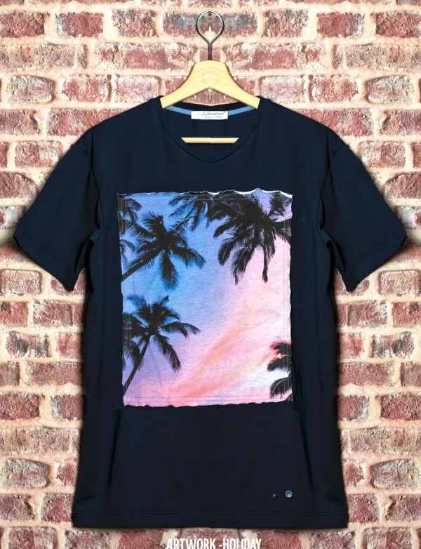 T-shirt made in italy 100% cotone jersey pettinato "MODELLO PALMS"