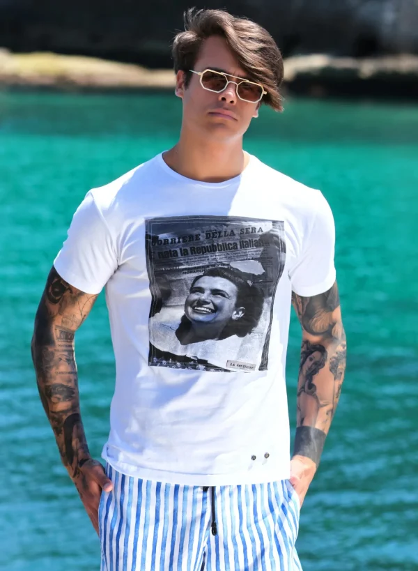 Tshirt made in italy 100% cotone jersey pettinato  -MODELLO RES-PUBBLICA -