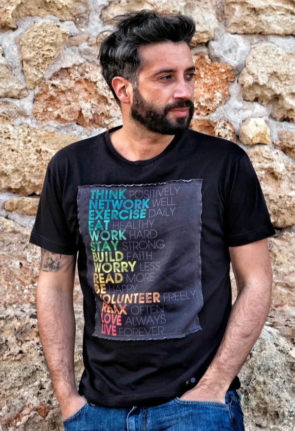 T-shirt made in italy 100% cotone jersey pettinato "MODELLO MOTIVATION"